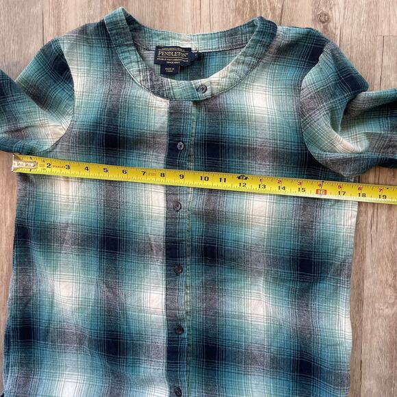 Pendleton Women’s Blue Black Plaid 100% Cotton Button Down Pajama Top Size Small - Picture 8 of 8